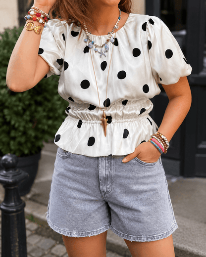 Stevie polkadot top wit/zwart - Project 35