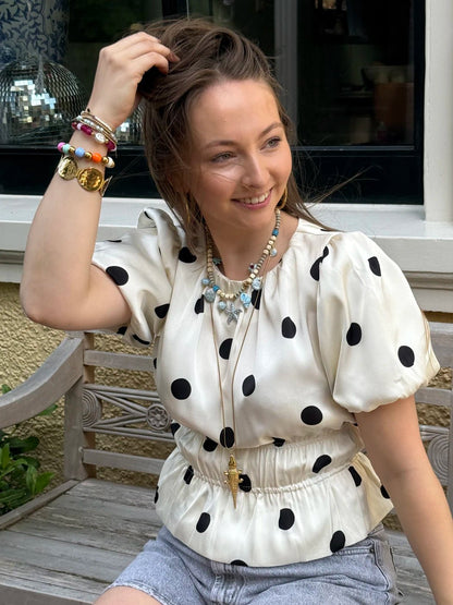 Stevie polkadot top wit/zwart - Project 35