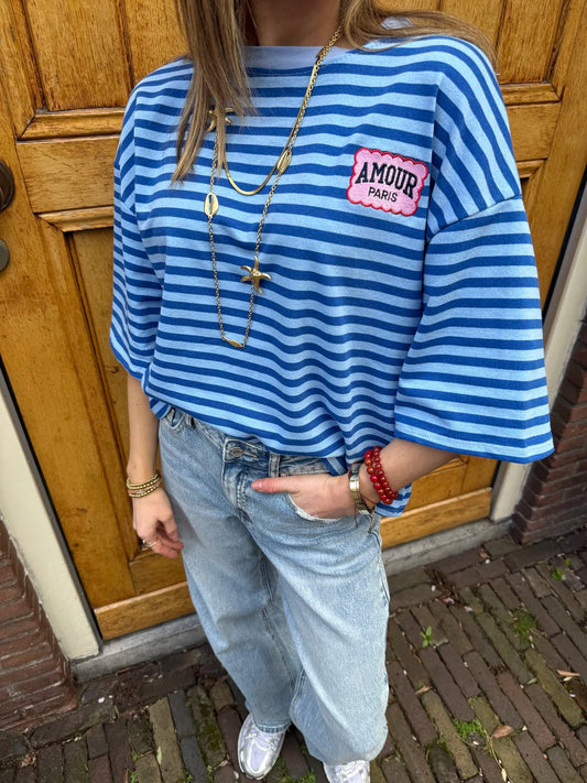 Striped t-shirt 'amour' blue - Project 35