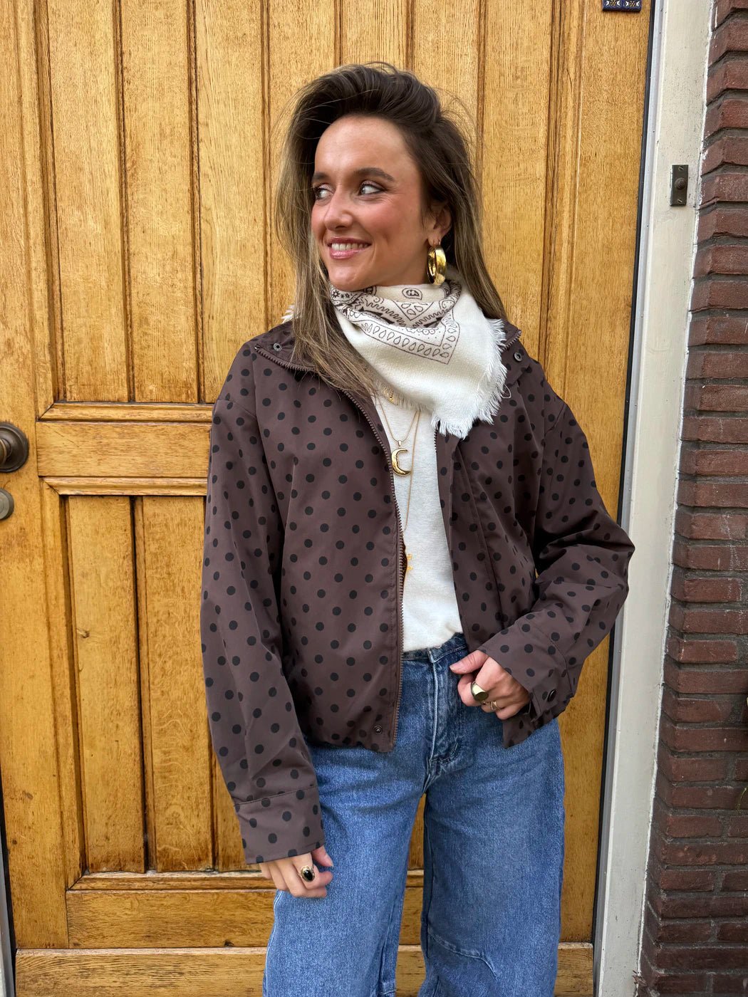 Suus polkadot bomber donkerbruin - Project 35