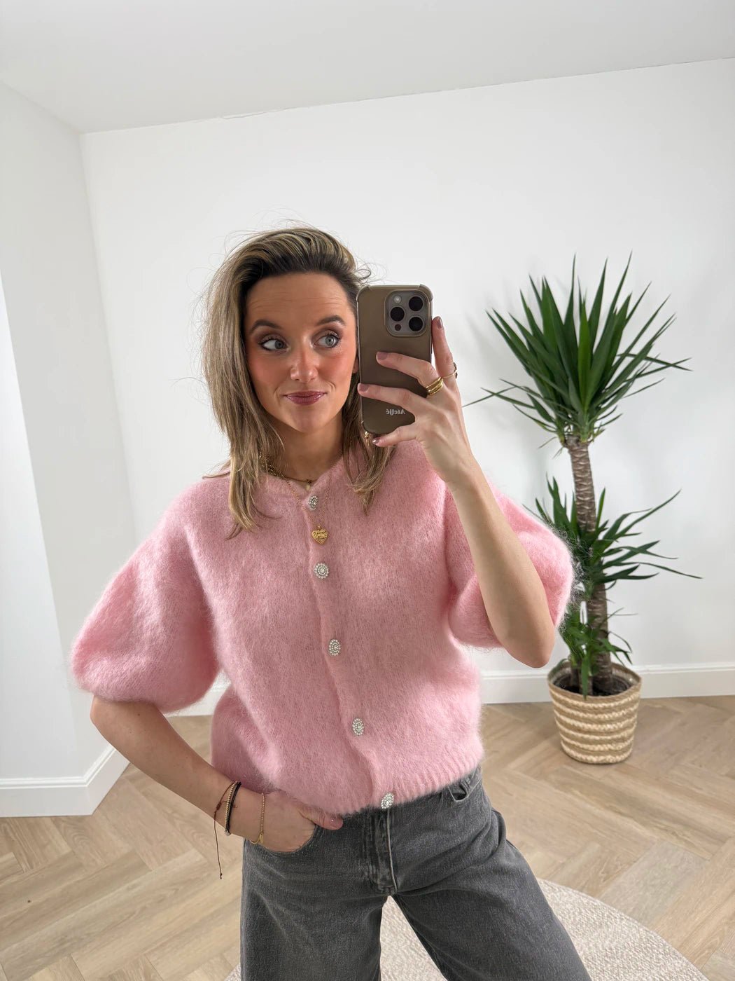 Suus vestje mohair roze - Project 35