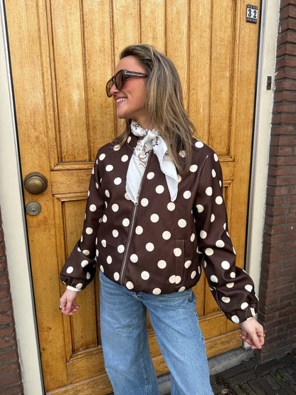 Suze polkadot bomber bruin/wit - Project 35