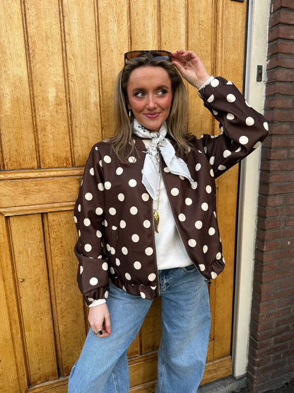 Suze polkadot bomber bruin/wit - Project 35