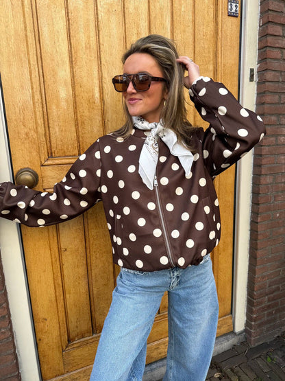 Suze polkadot bomber bruin/wit - Project 35