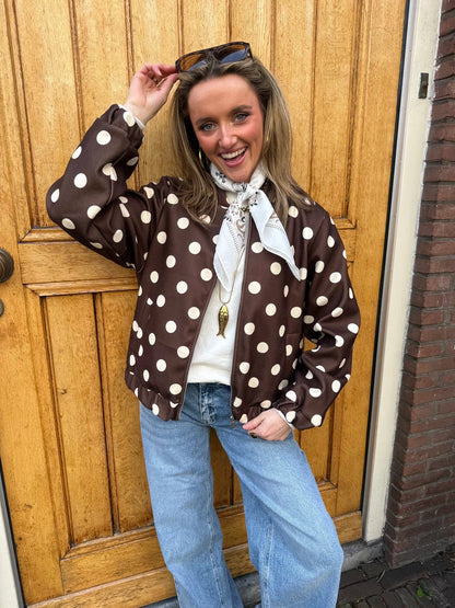 Suze polkadot bomber bruin/wit - Project 35