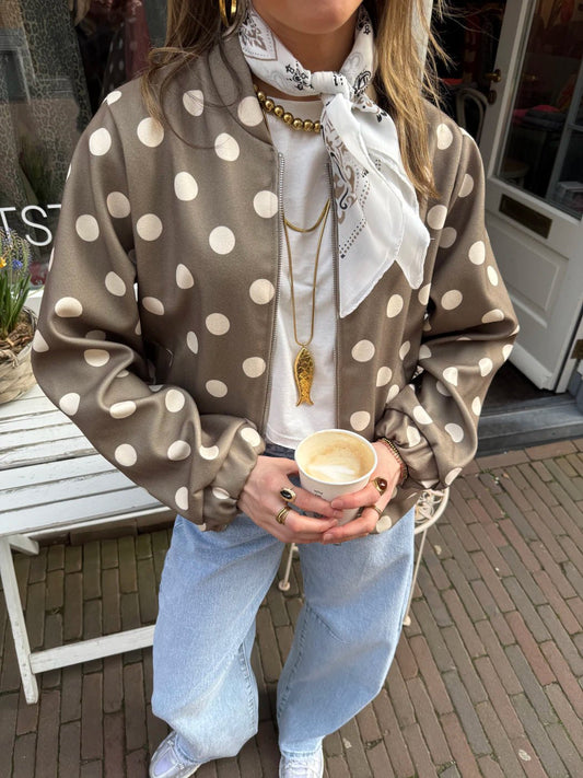 Suze polkadot bomber groen/wit - Project 35
