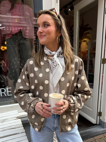 Suze polkadot bomber groen/wit - Project 35
