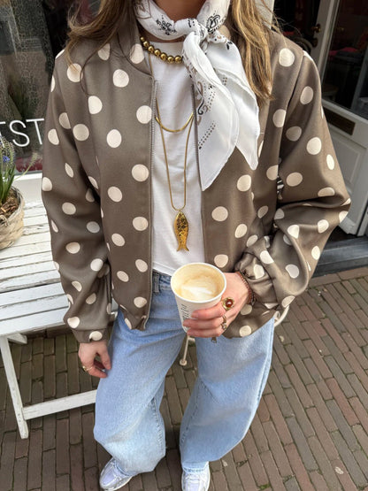 Suze polkadot bomber groen/wit - Project 35