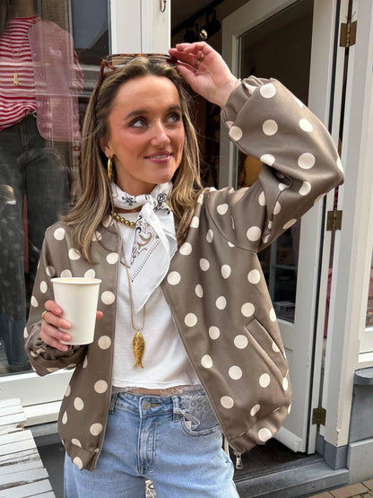 Suze polkadot bomber groen/wit - Project 35