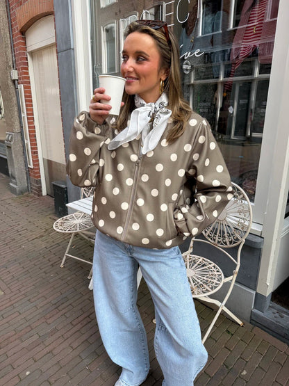 Suze polkadot bomber groen/wit - Project 35