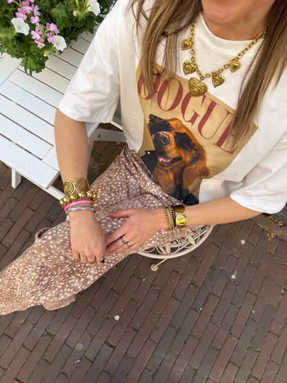 T-shirt 'dogue' bruin/wit - Project 35