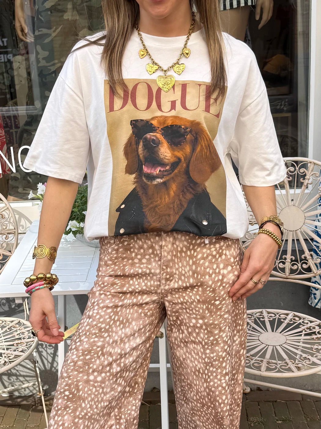 T-shirt 'dogue' bruin/wit - Project 35