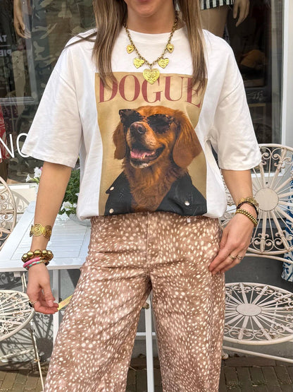 T-shirt 'dogue' bruin/wit - Project 35
