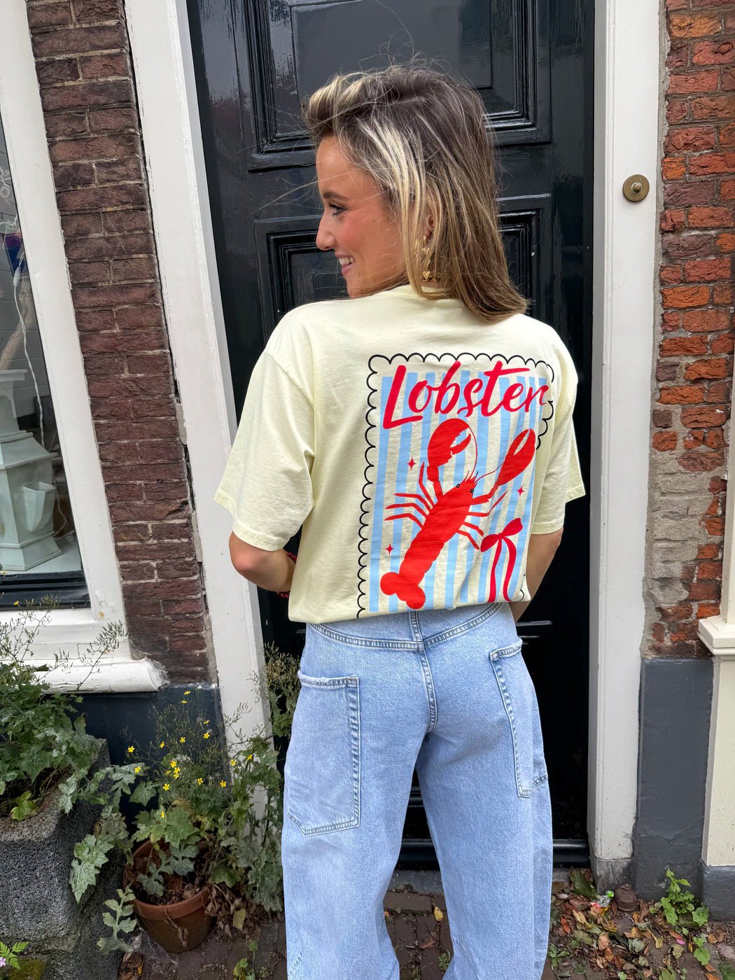 T-shirt lichtgeel kreeft print katoen - Project 35