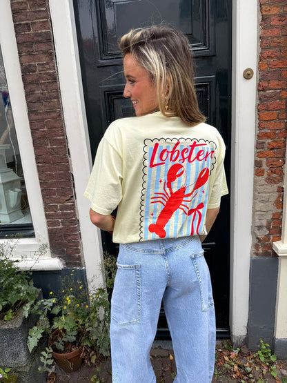 T-shirt lichtgeel kreeft print katoen - Project 35