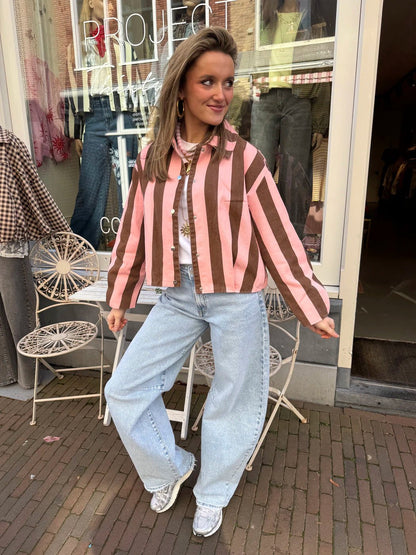 Tess jasje roze/bruin gestreept - Project 35