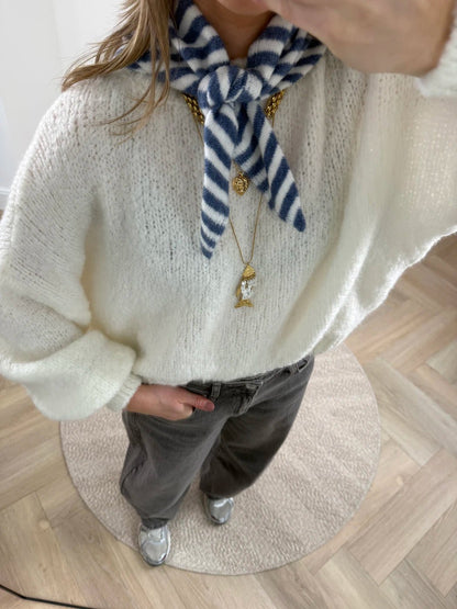 Triangle scarf small striped blue/white - Project 35