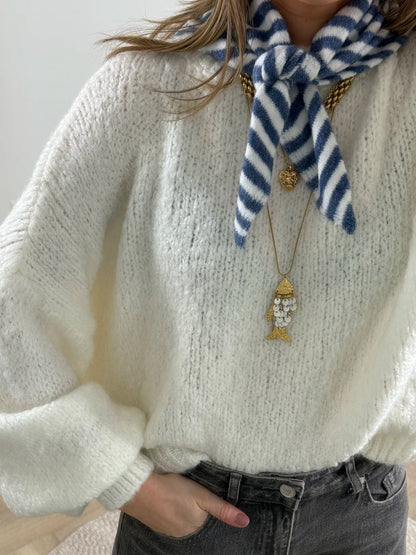 Triangle scarf small striped blue/white - Project 35