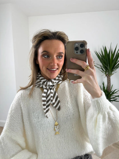 Triangle scarf small striped brown/white - Project 35