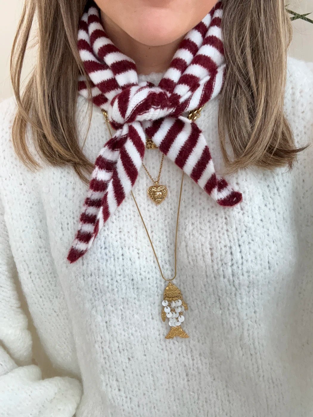 Triangle scarf small striped red/white - Project 35