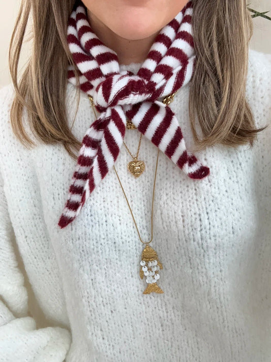 Triangle scarf small striped red/white - Project 35