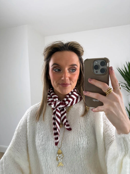 Triangle scarf small striped red/white - Project 35