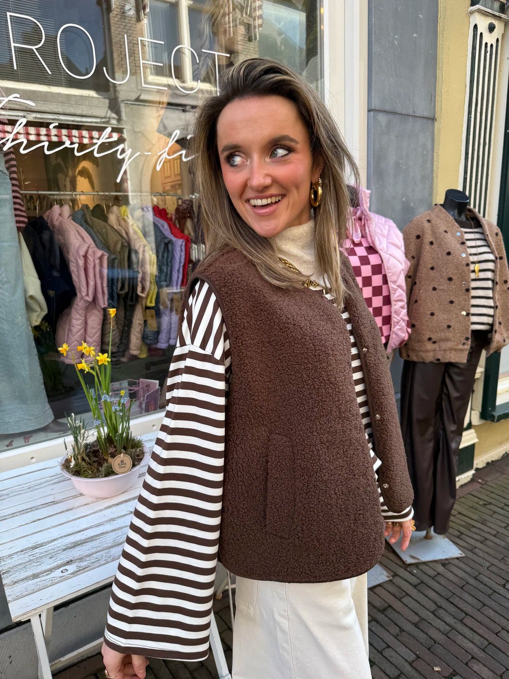 Vera teddy gilet bruin - Project 35