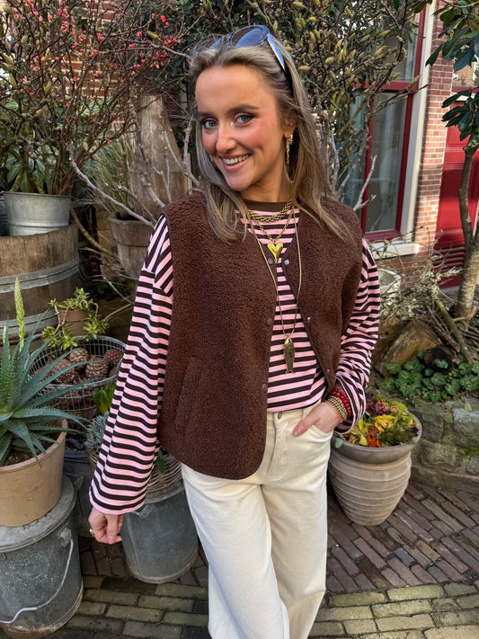 Vera teddy gilet bruin - Project 35