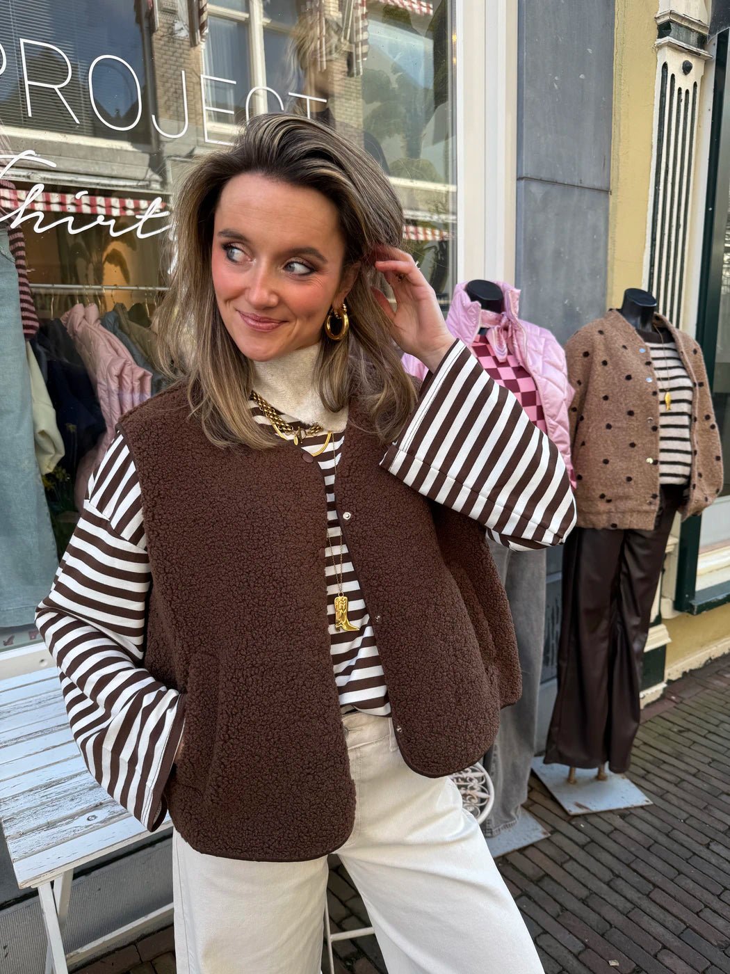 Vera teddy gilet bruin - Project 35