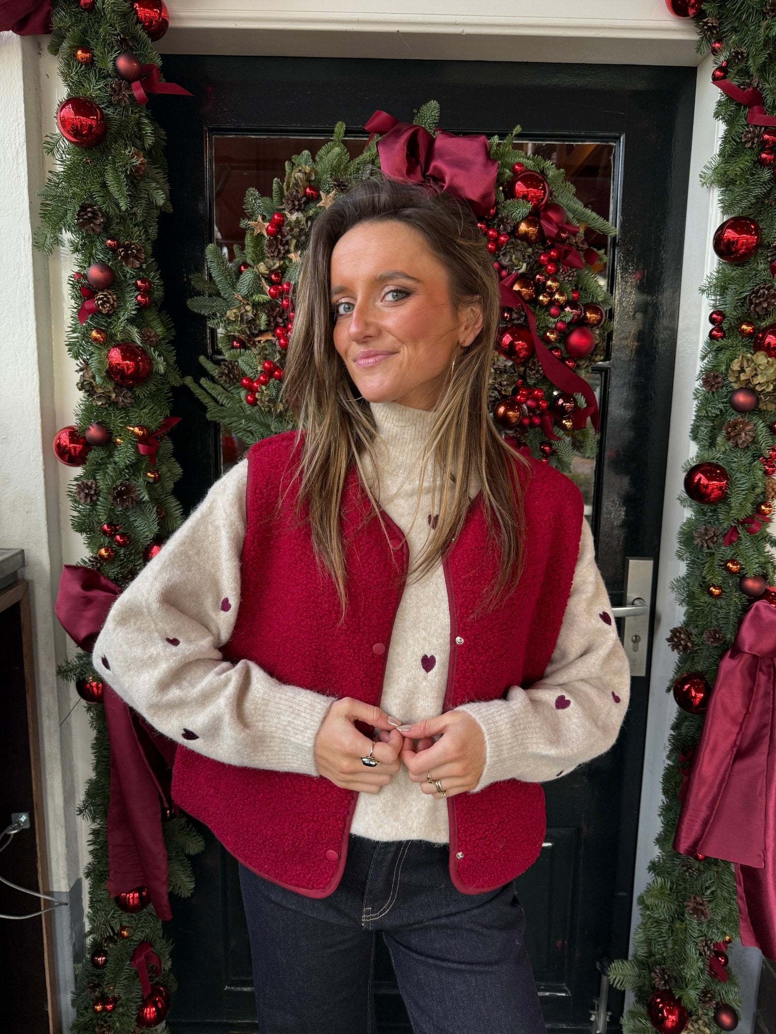 Vera teddy gilet burgundy - Project 35