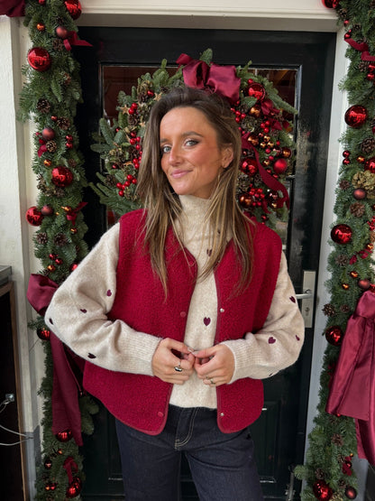Vera teddy gilet burgundy - Project 35