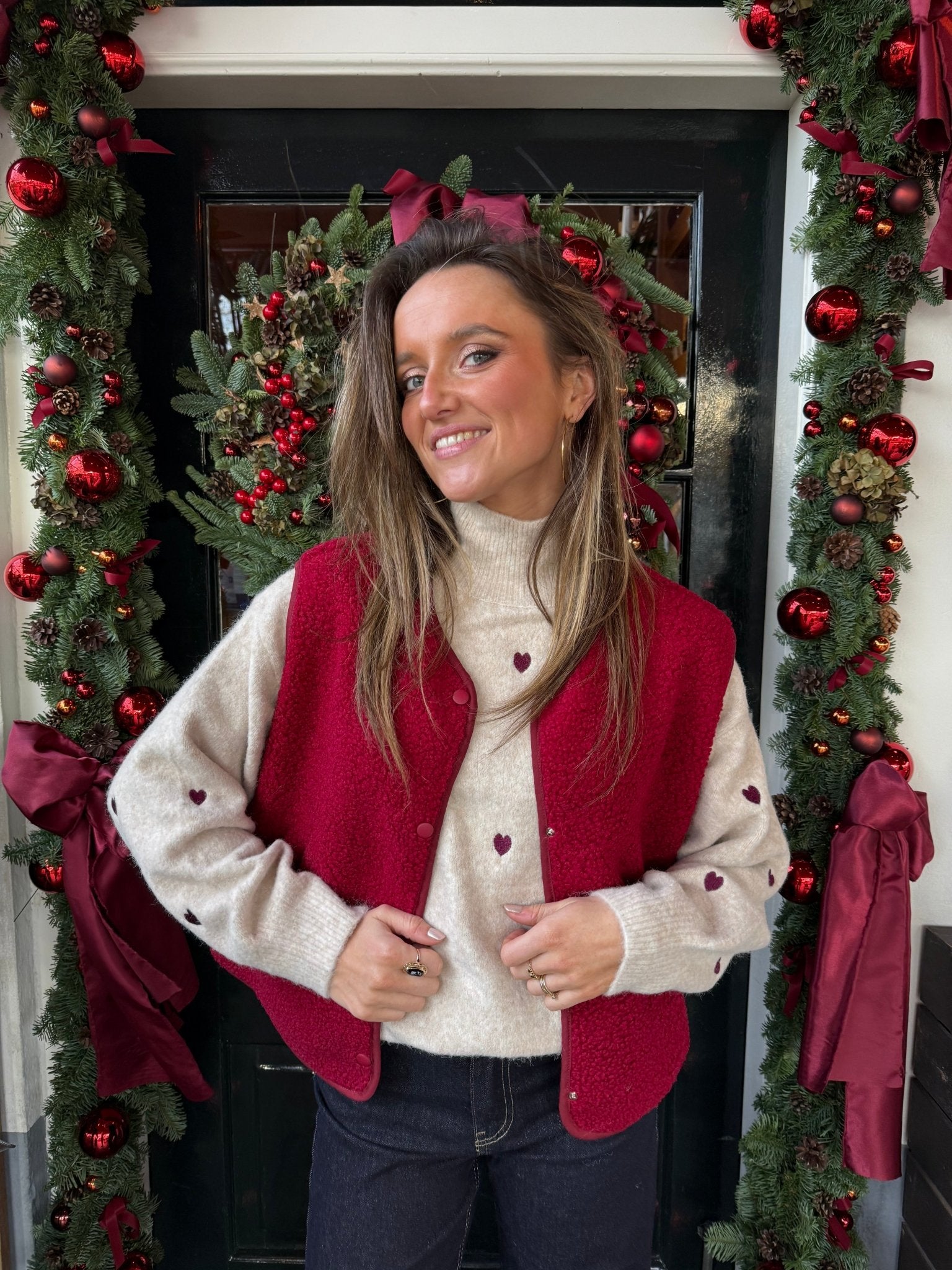 Vera teddy gilet burgundy - Project 35