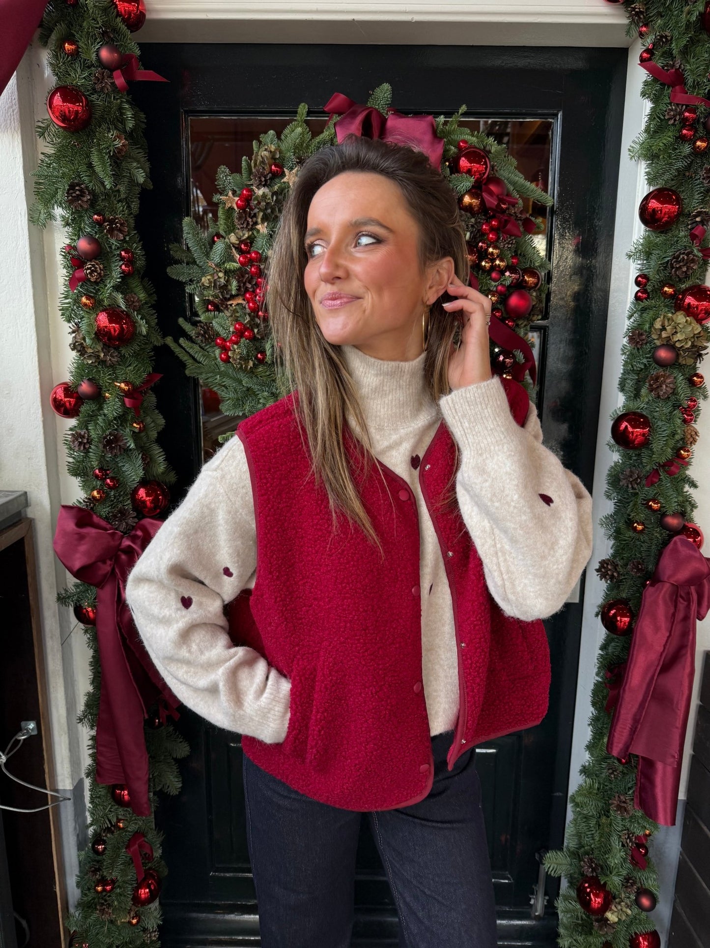 Vera teddy gilet burgundy - Project 35