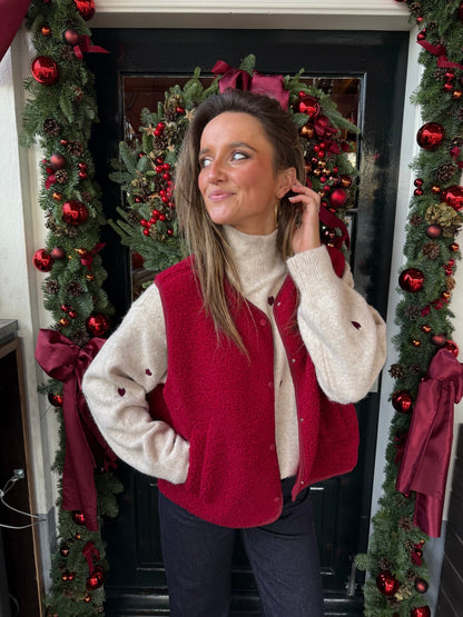 Vera teddy gilet burgundy - Project 35