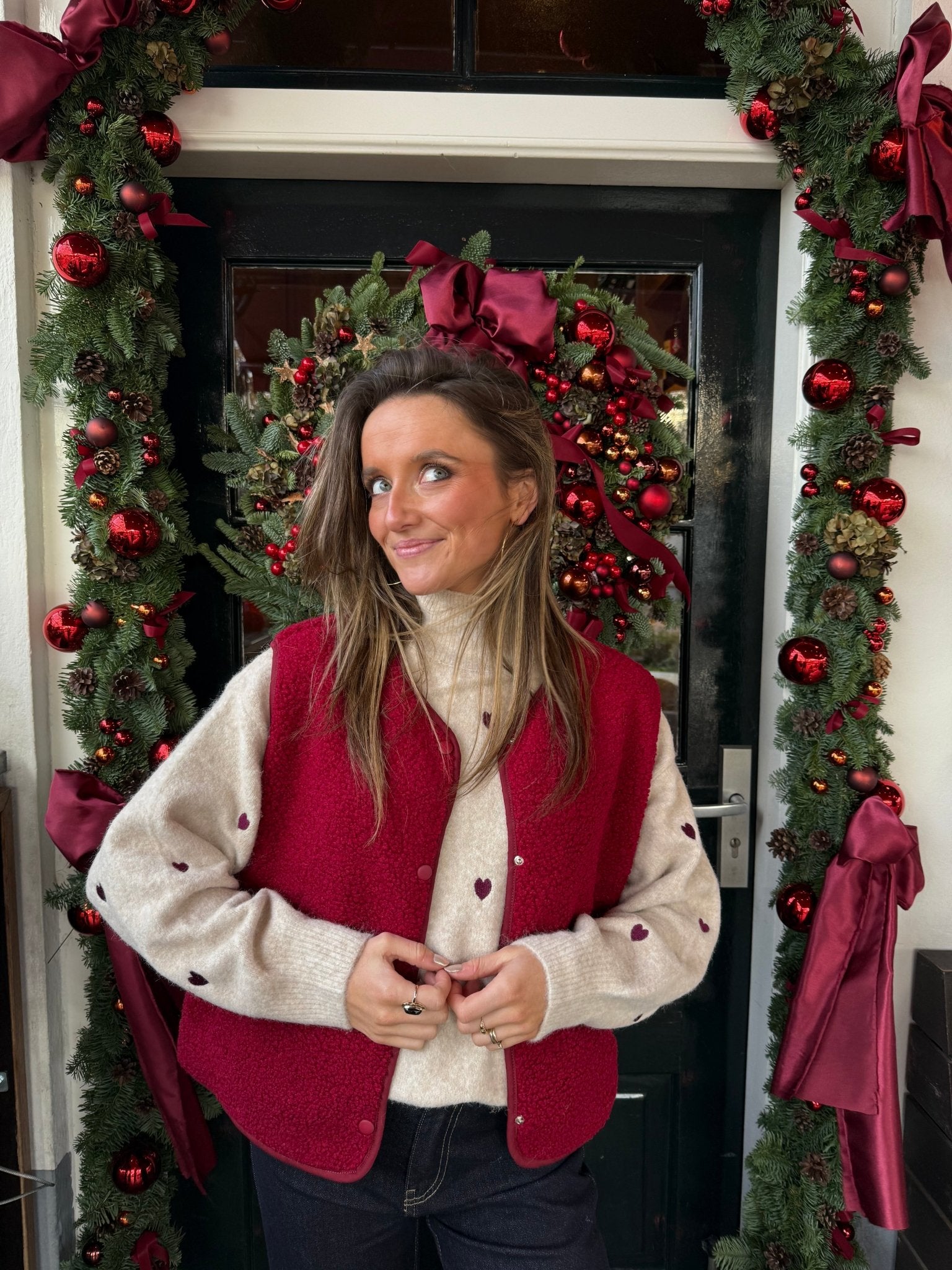 Vera teddy gilet burgundy - Project 35