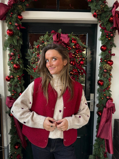 Vera teddy gilet burgundy - Project 35