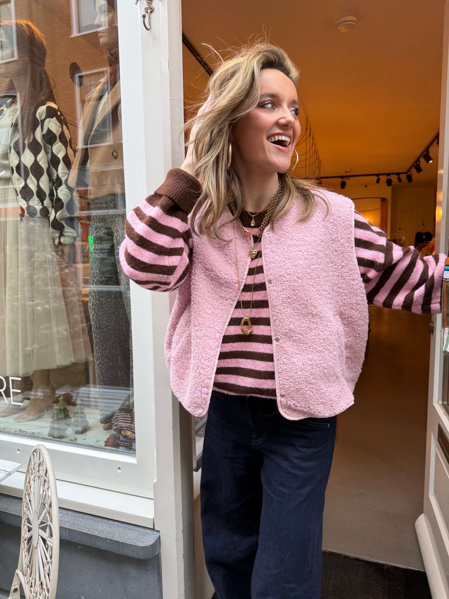 Vera teddy gilet lichtroze - Project 35