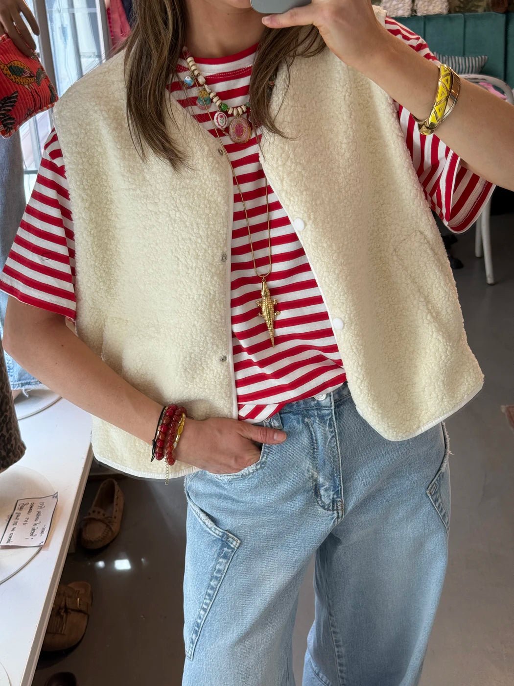 Vera teddy gilet wit - Project 35