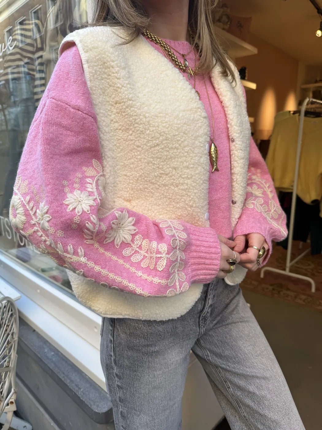 Vera teddy gilet wit - Project 35