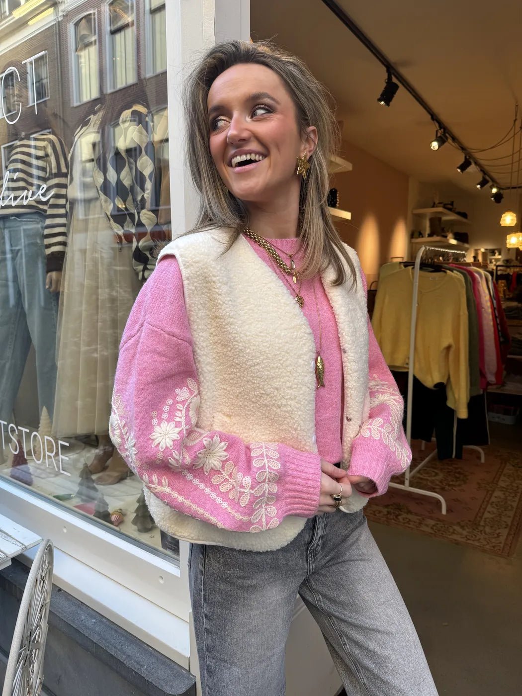 Vera teddy gilet wit - Project 35