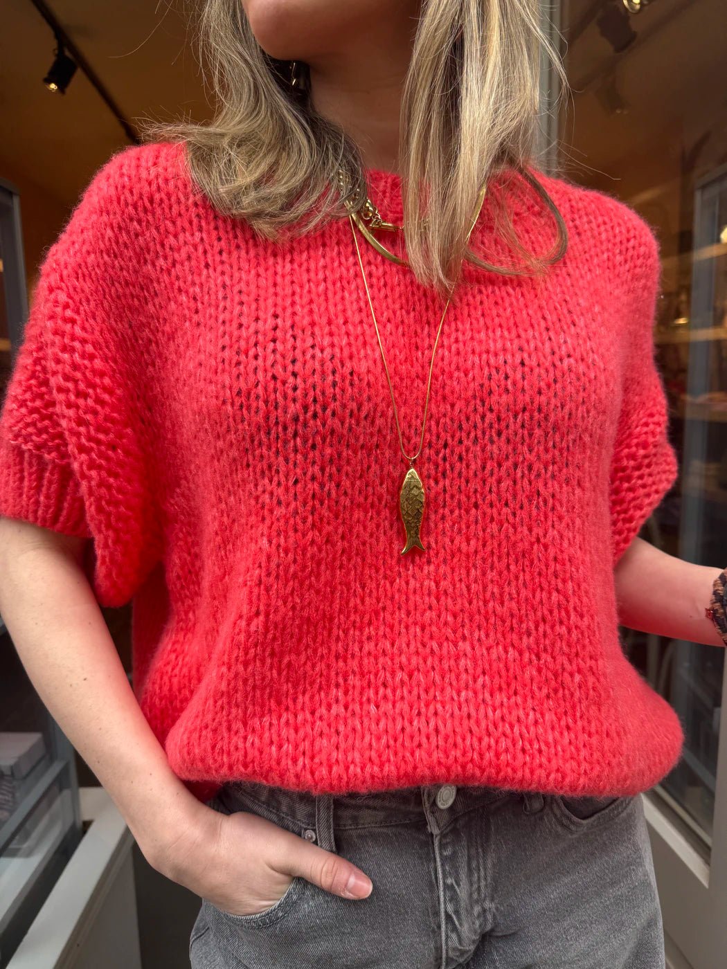 Vieve knit korte mouw koraal - Project 35