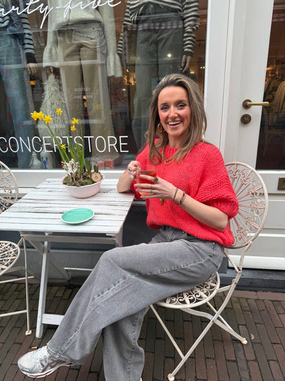 Vieve knit korte mouw koraal - Project 35