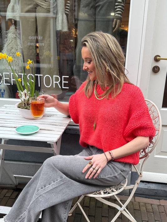 Vieve knit korte mouw koraal - Project 35