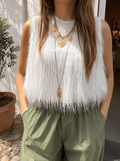 Vivi mouwloze top fluffy wit - Project 35