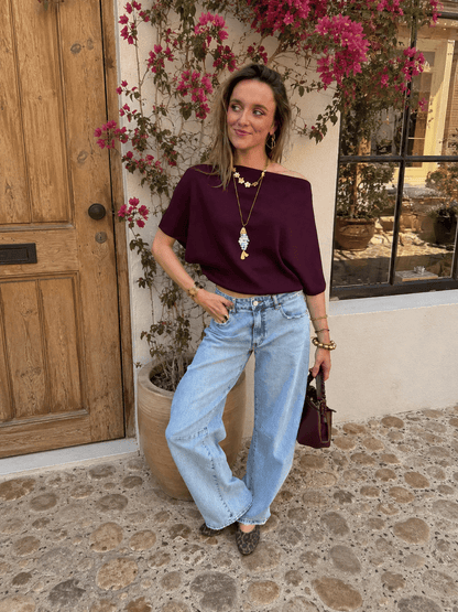 Winnie one shoulder top burgundy - Project 35