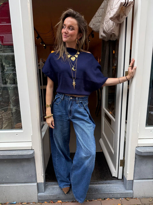 Winnie one shoulder top navy - Project 35