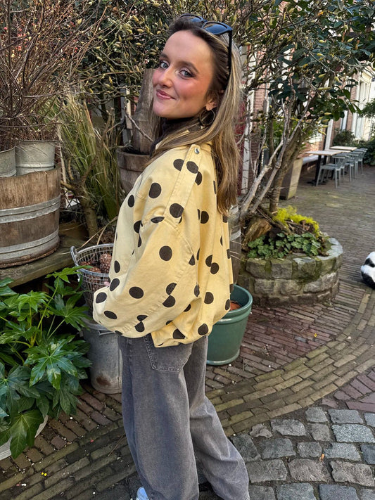 Zara polkadot bomber denim yellow/brown - Project 35
