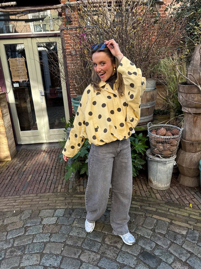 Zara polkadot bomber denim yellow/brown - Project 35