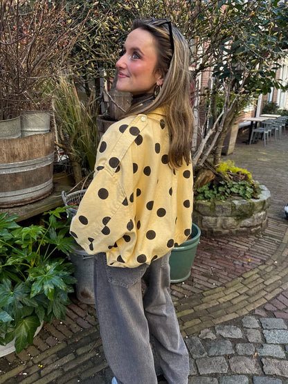 Zara polkadot bomber denim yellow/brown - Project 35