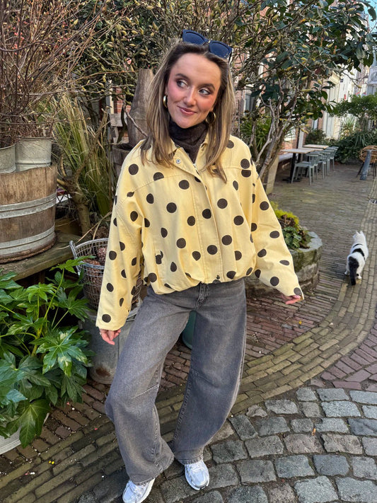 Zara polkadot bomber denim yellow/brown - Project 35